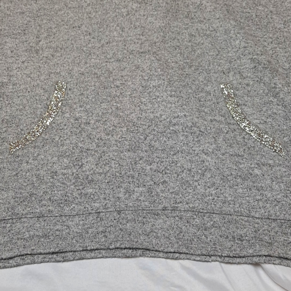 Juicy Couture Heather Grey Pullover Hooded Poncho Sweather Sparkle Accents - Picture 4 of 10